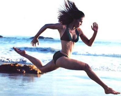 Hilary Swank in Bikini Running